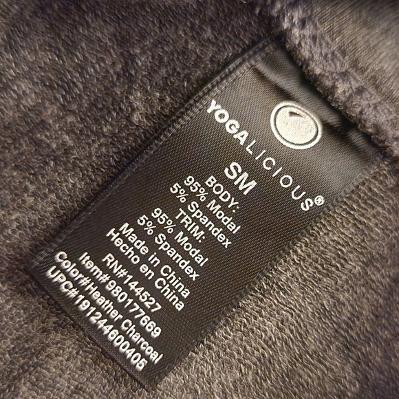 Yogalicious Relaxed Cross Neck Sweatshirt Grey Women's Small S Pockets Thumb EUC - Picture 8 of 10